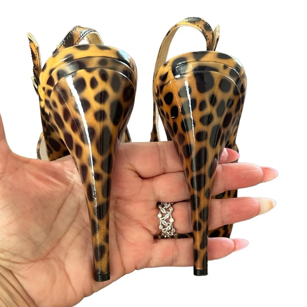 VIA SPIGA ANIMAL PRINT SLINGBACK STRAP PLATFORM STILETTOS SANDAL SHOES 8